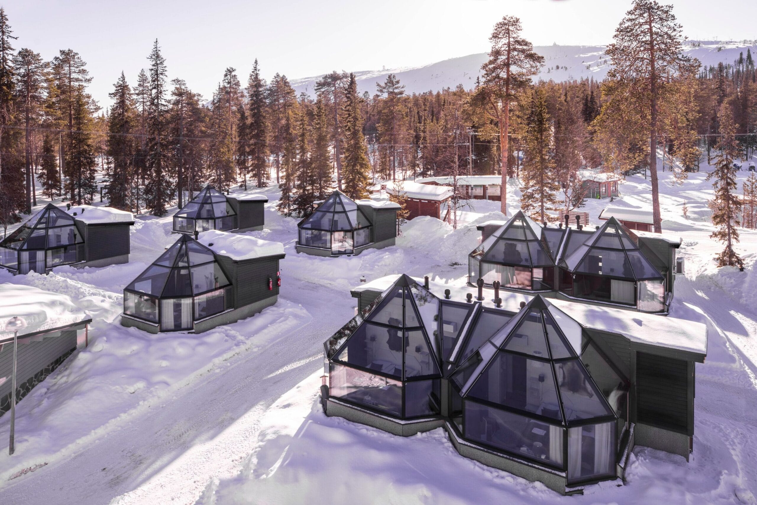 Boutique glass igloos beside Pyha-Luosto National Park at Santa's Hotel Aurora, Finnish Lapland