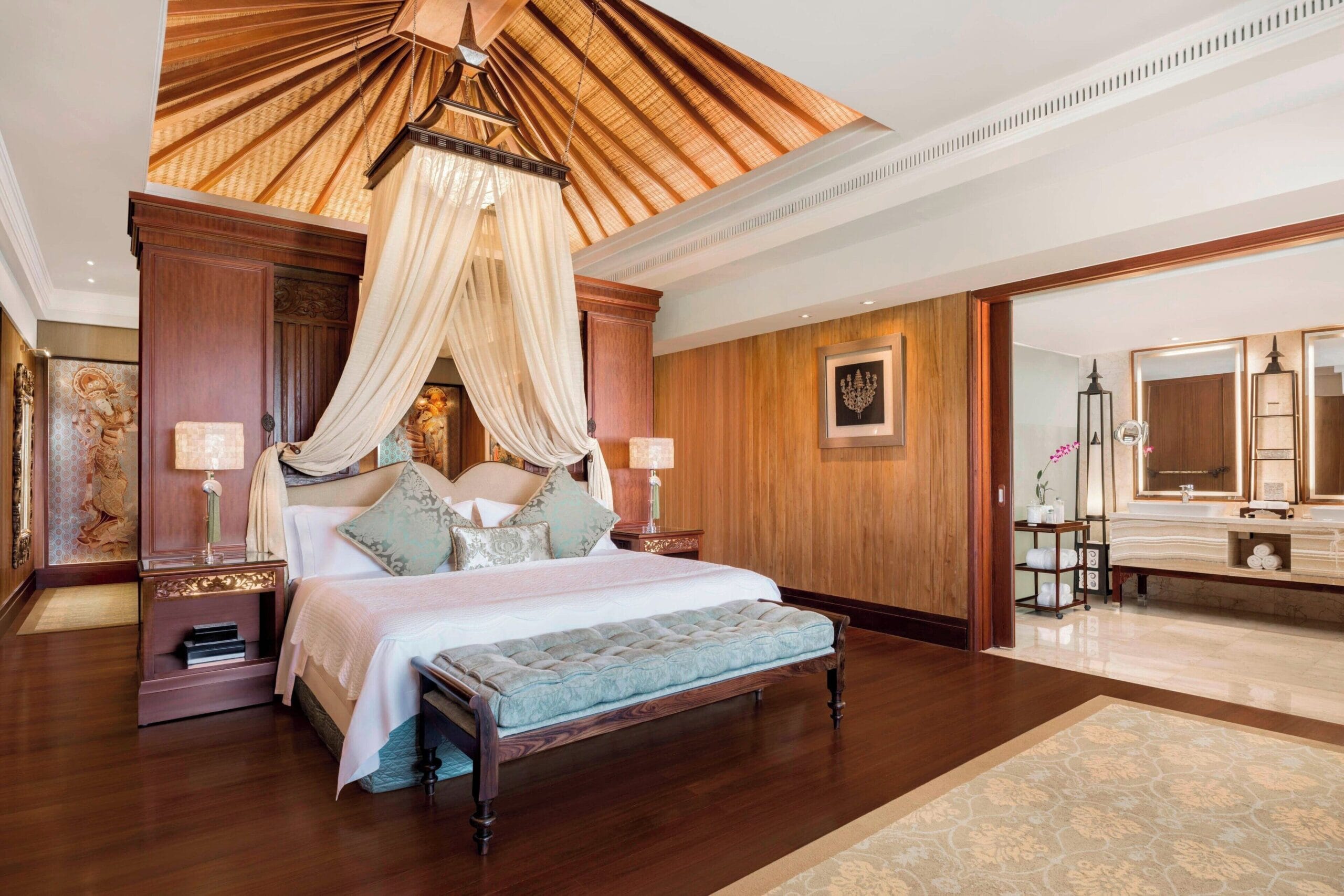 The St. Regis Bali Resort beachfront and lagoon pool on Nusa Dua beach