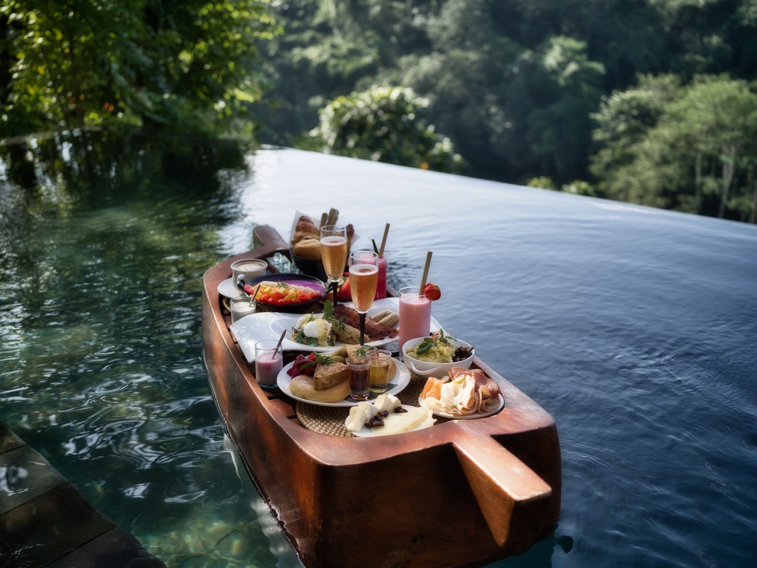Hanging Gardens of Bali villa interior with jungle views in Ubud