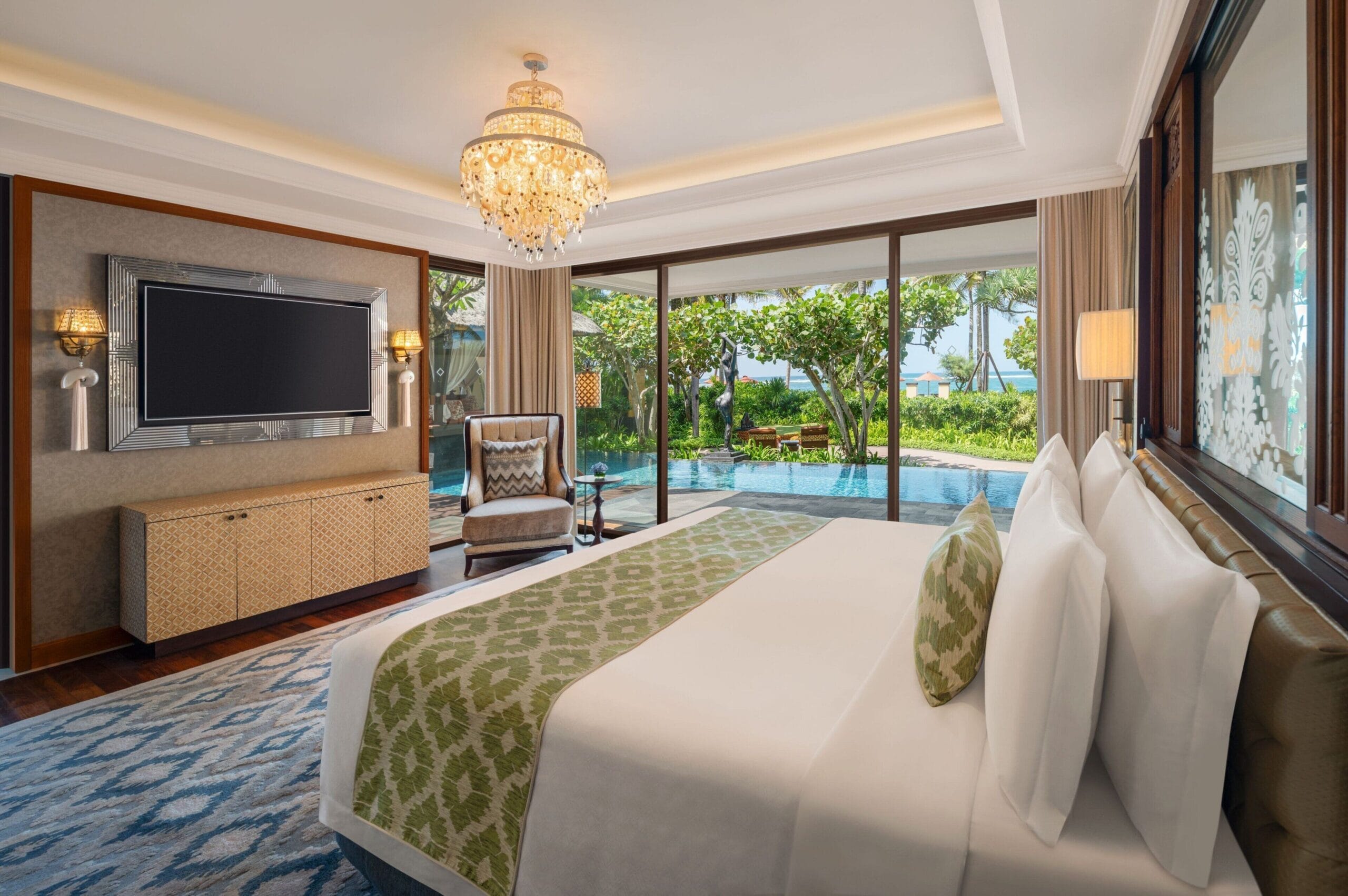 St. Regis Bali private pool villa interior with Balinese design in Nusa Dua