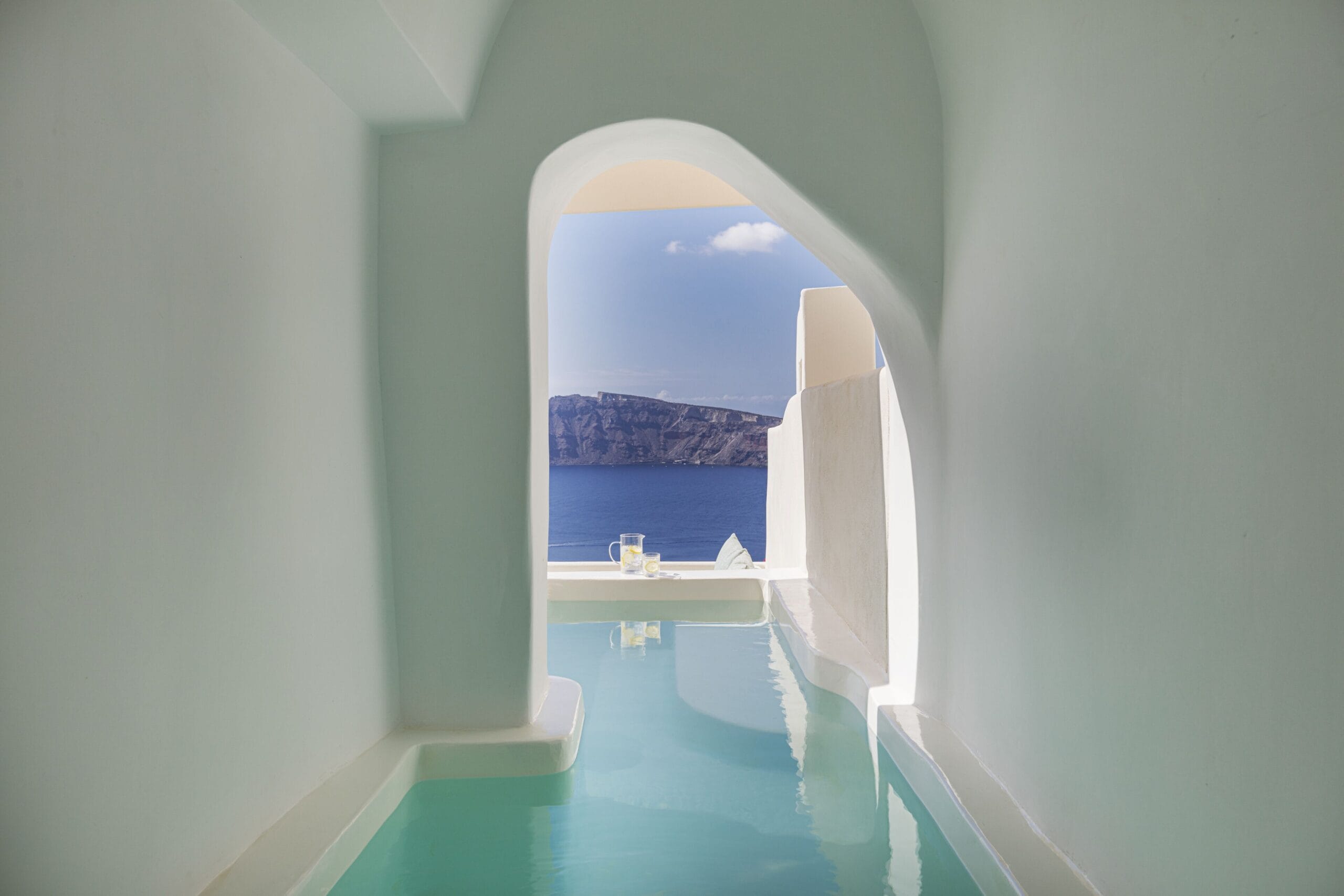 Cave-style private pool with caldera view at Canaves Oia Suites in Oia, Santorini