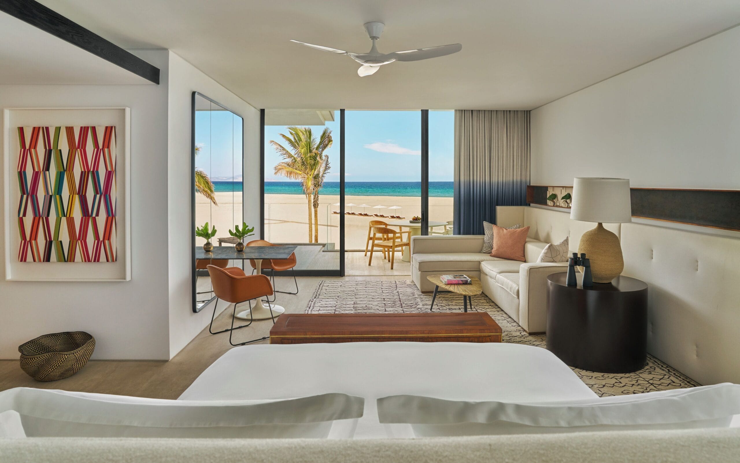 Oceanfront guest room interior at Four Seasons Los Cabos at Costa Palmas