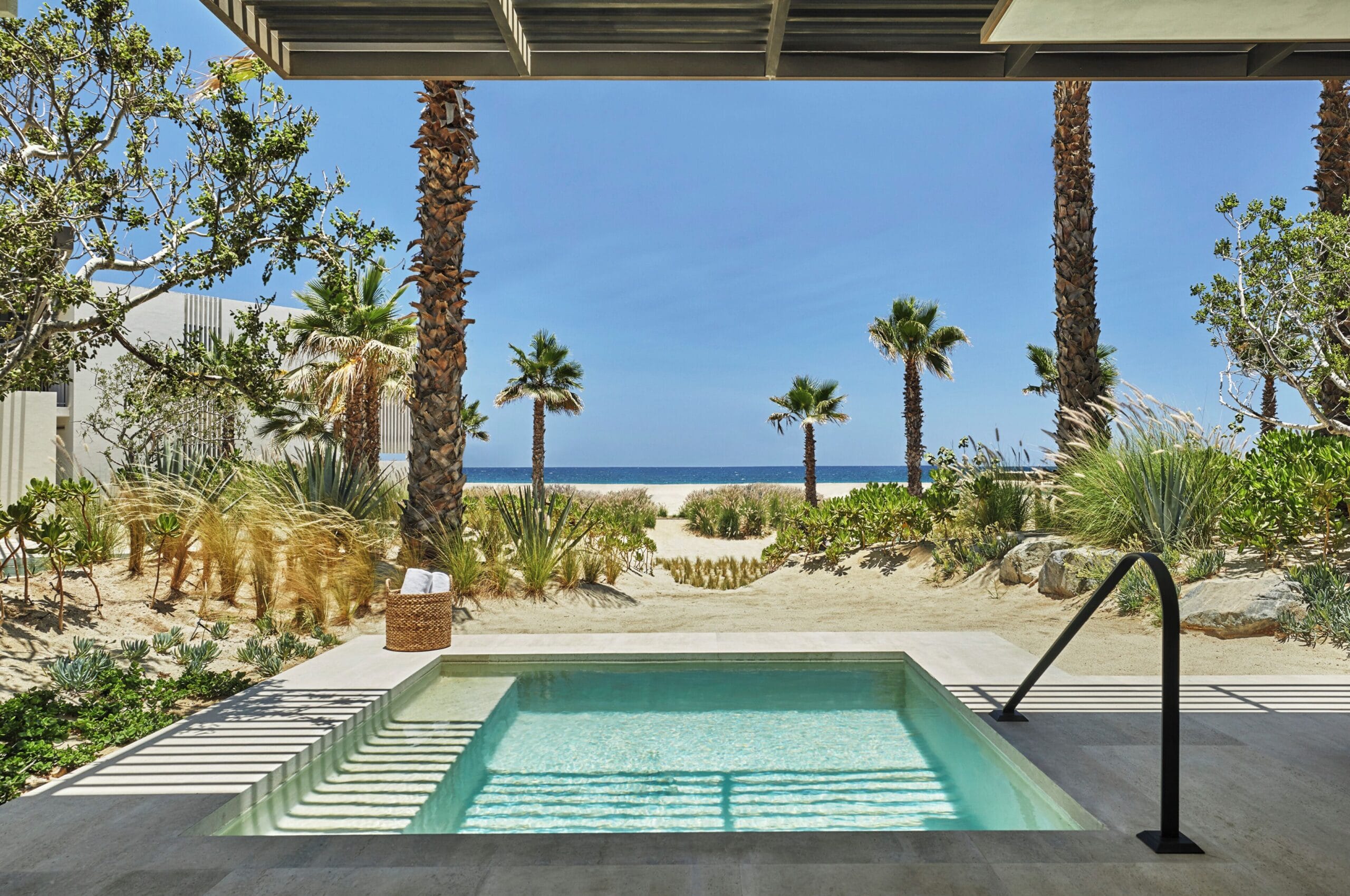 Private plunge pool on a guest room terrace facing the Sea of Cortez at Four Seasons Los Cabos at Costa Palmas