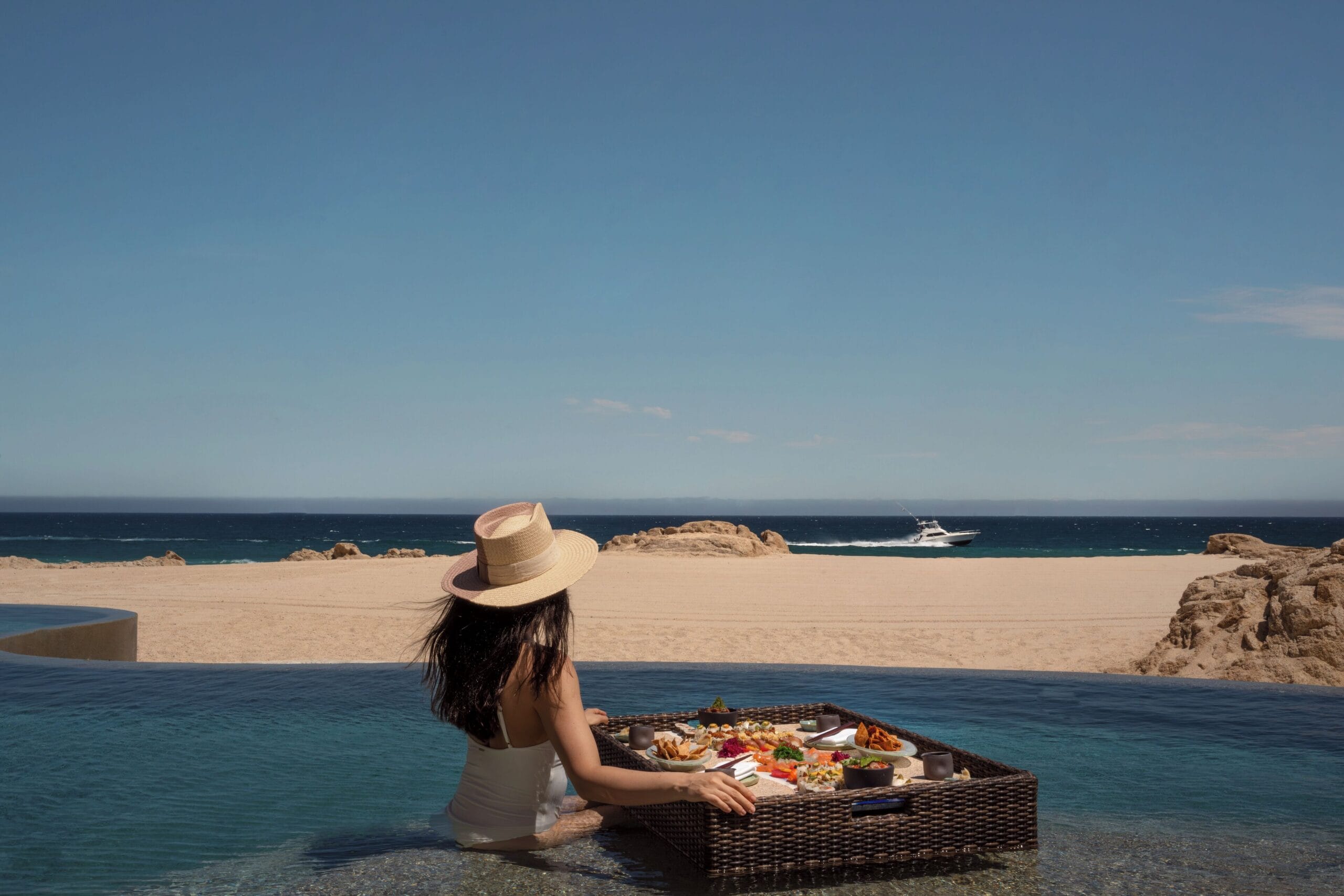 Private infinity pool overlooking the Sea of Cortez at Las Ventanas al Paraiso in Los Cabos, Mexico