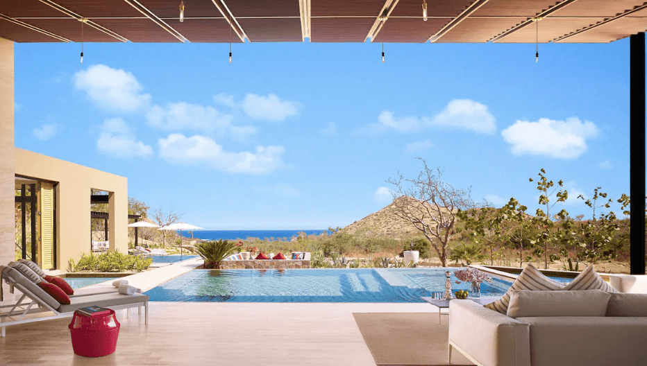 Private pool villa with ocean view over Santa Maria Bay at Montage Los Cabos