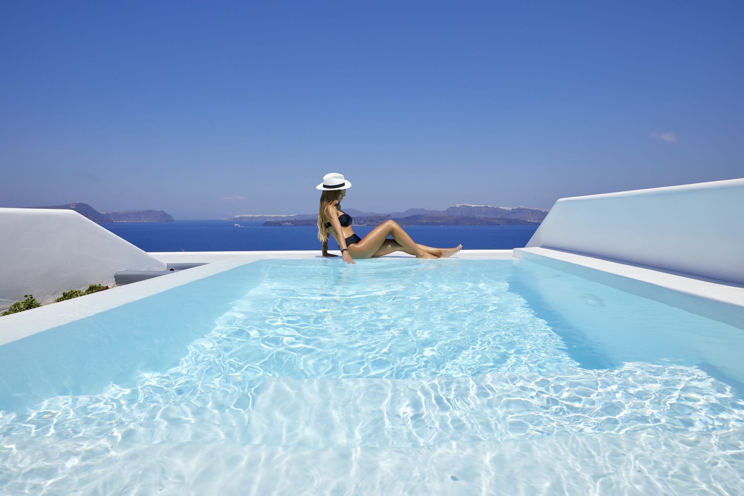Private infinity pool at Phos The Boutique in Santorini, Greece