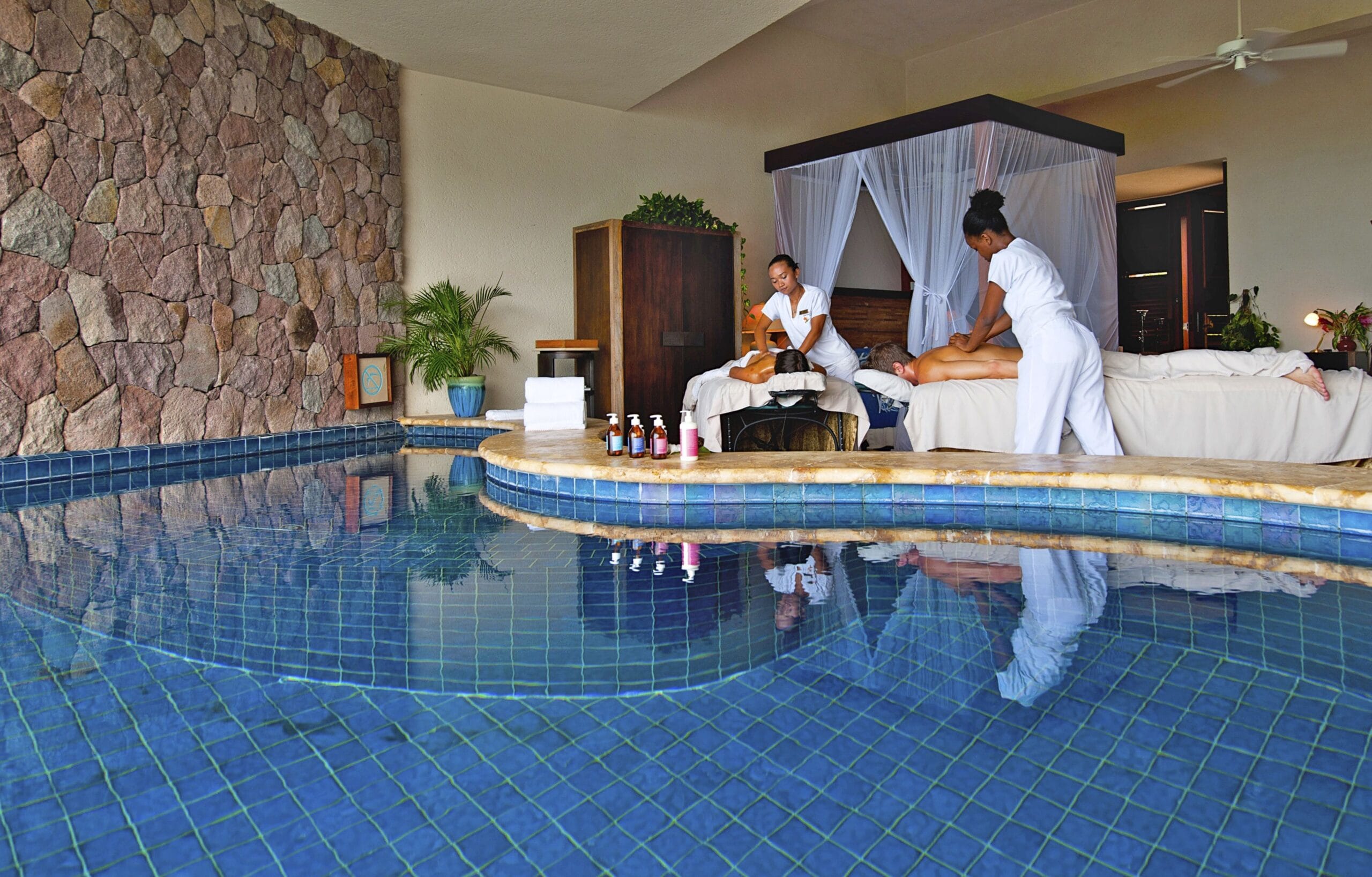 Private in-sanctuary spa treatment overlooking the sea at Jade Mountain, St Lucia
