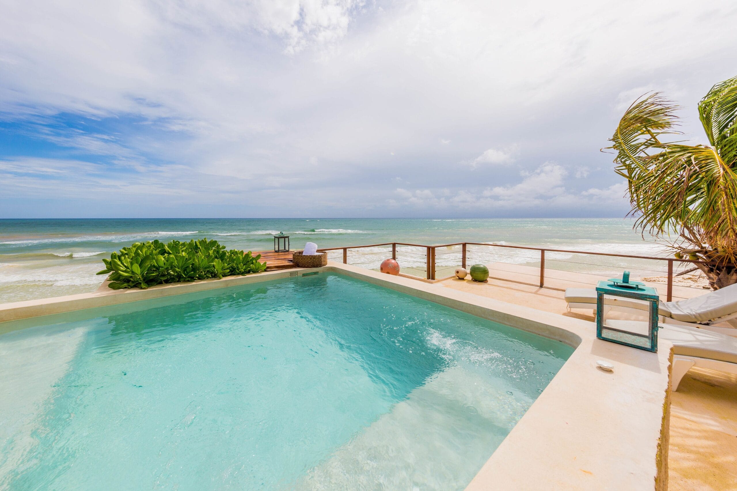 Private oceanfront plunge pool on a suite terrace at La Zebra in Tulum, Mexico