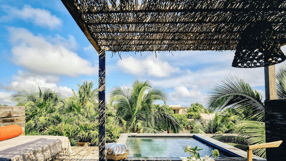 Private rooftop pool on an Ocean Suite terrace at Be Tulum, on Tulum Beach, Mexico