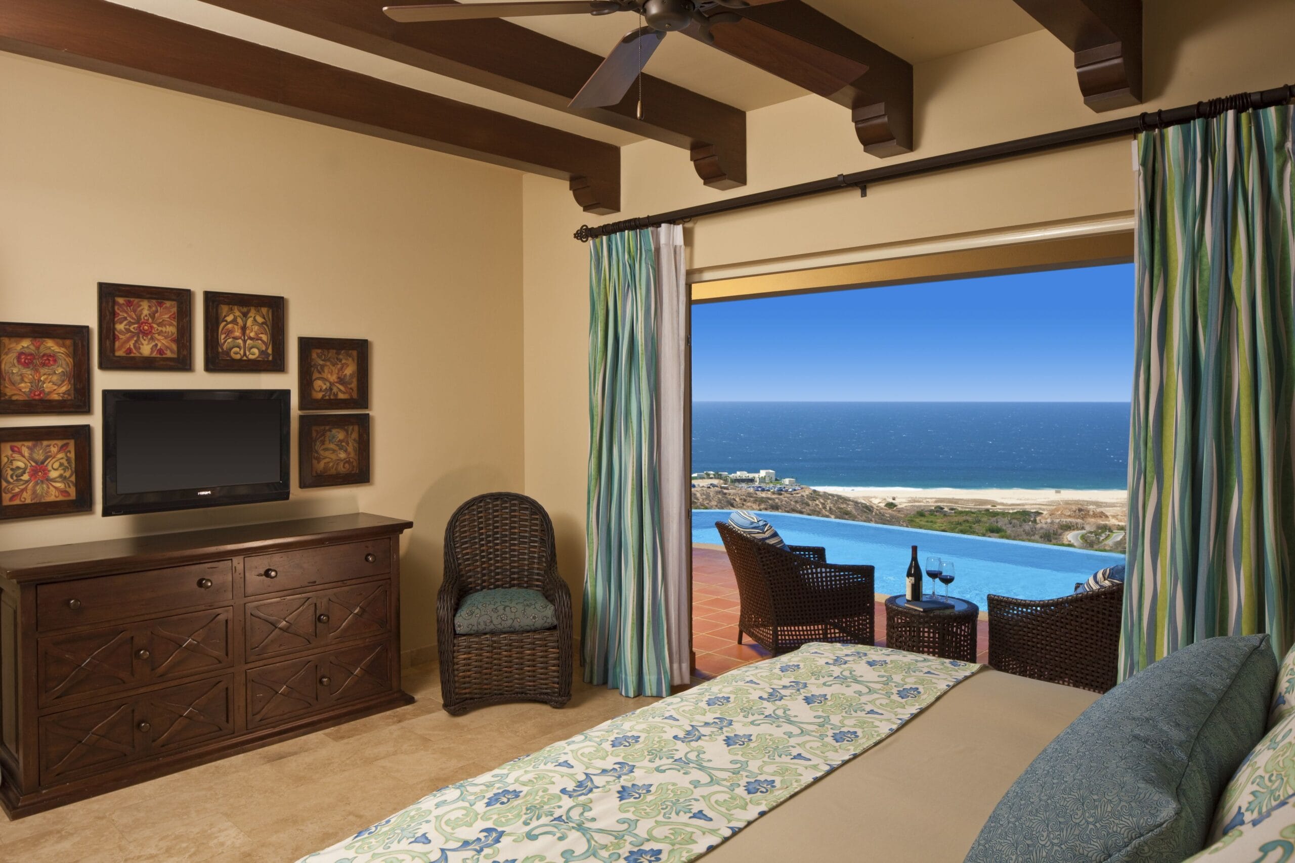 Ocean view bedroom in a Pueblo Bonito Montecristo private pool villa in Los Cabos