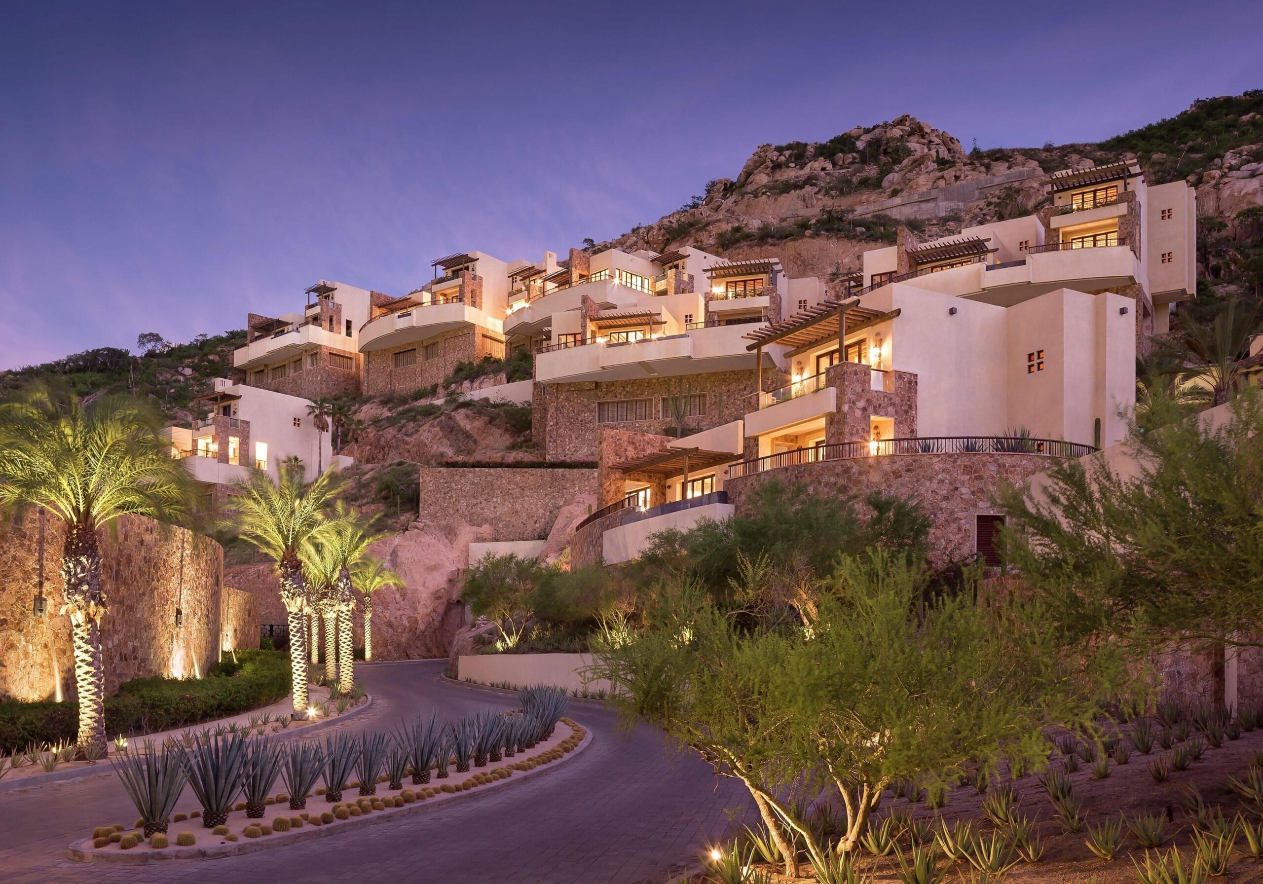 Cliffside exterior of Waldorf Astoria Los Cabos Pedregal above the Pacific