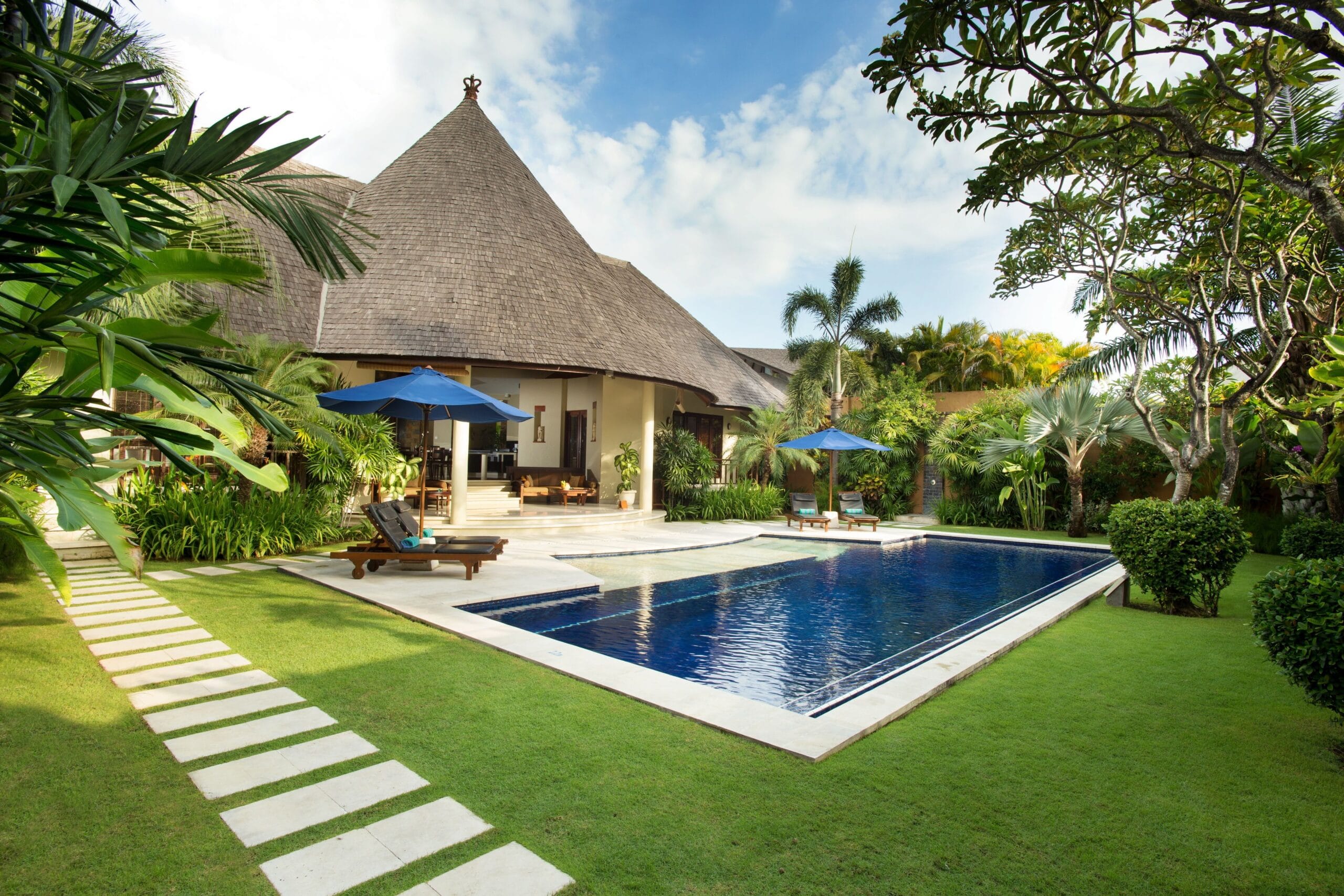 Private pool in a walled garden villa at The Kunja Villas and Spa in Seminyak, Bali