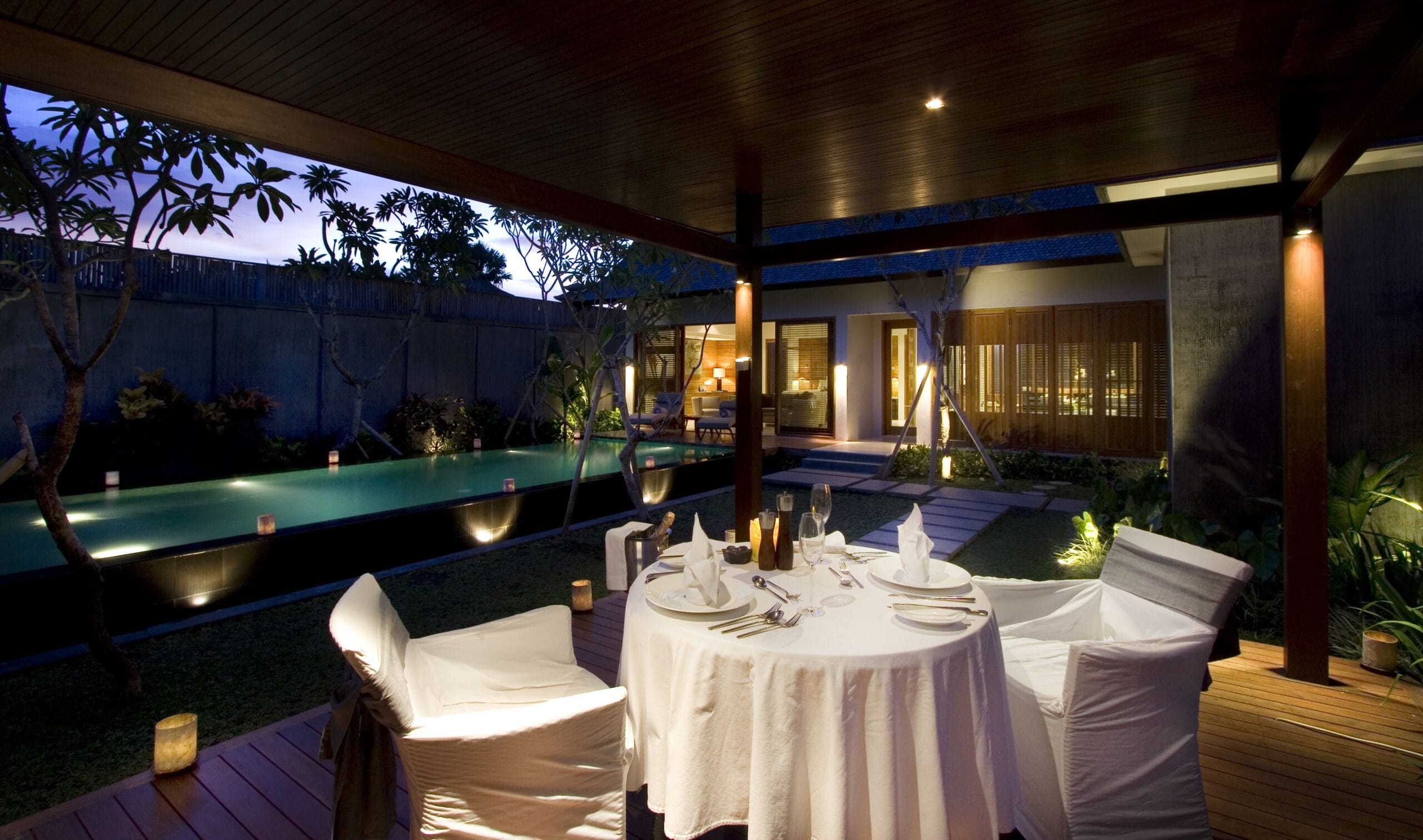 Private poolside dining setup in a villa at The Samaya Seminyak, Bali