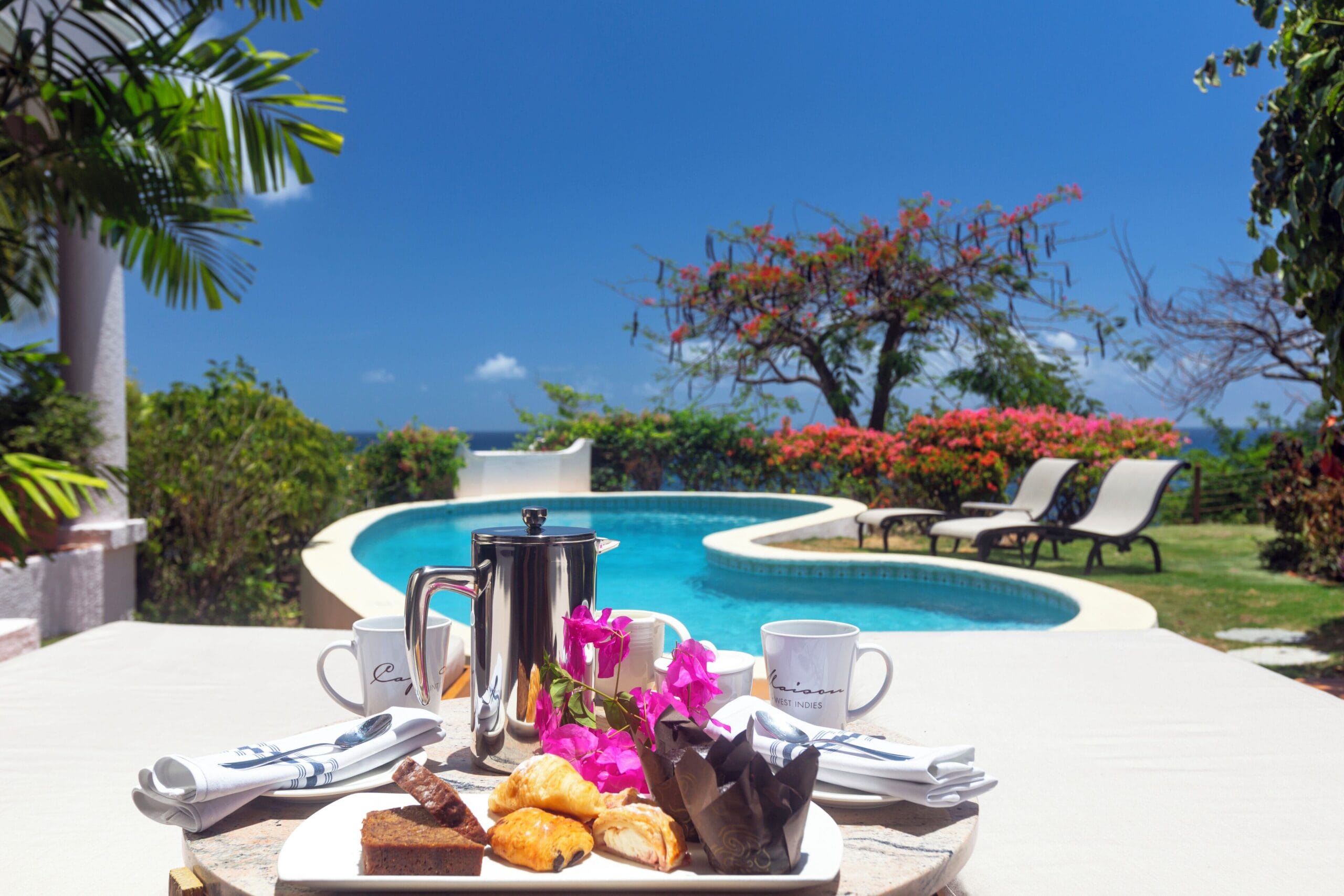 Breakfast beside a private pool at a Cap Maison suite in St. Lucia