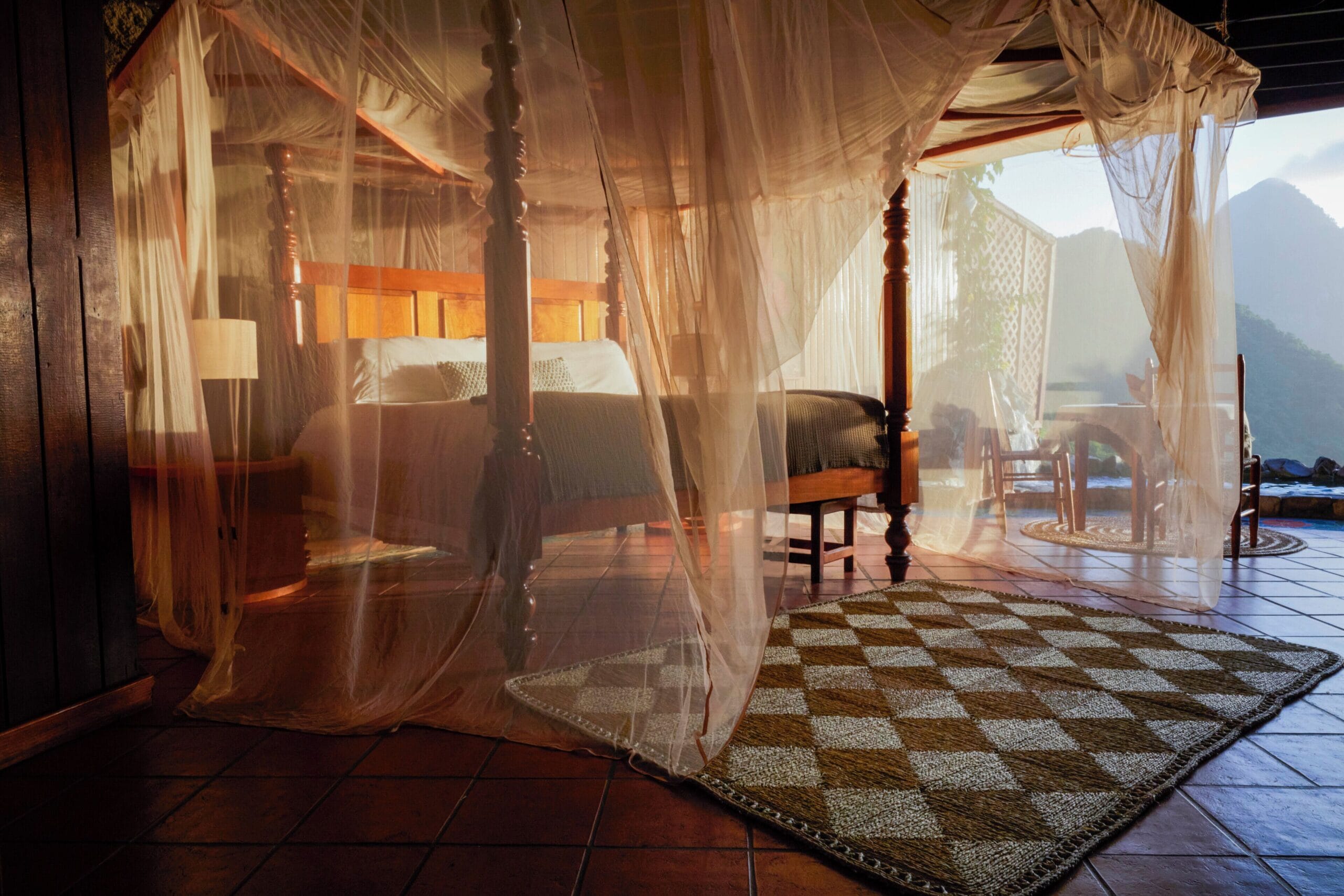 Open-wall suite with Gros Piton view at Ladera Resort, St. Lucia