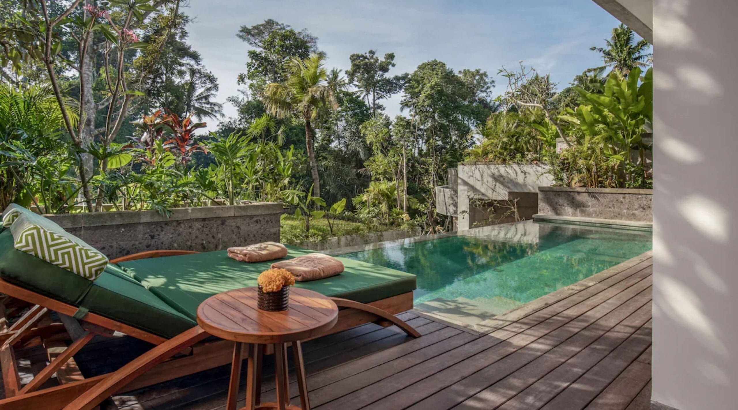 Private pool outside a jungle-view villa at Adiwana Suweta in Ubud, Bali