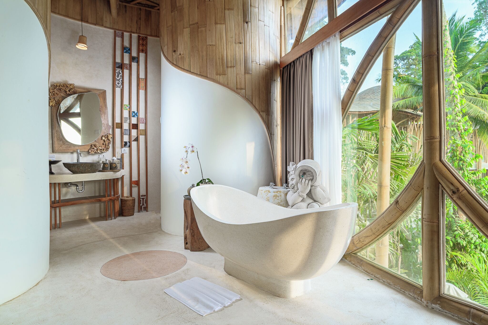 Terrazzo bathtub in a pool villa at The Udaya Resorts and Spa, Ubud