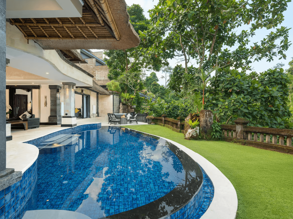 Heated private pool on a villa terrace overlooking the Petanu River valley at Viceroy Bali in Ubud